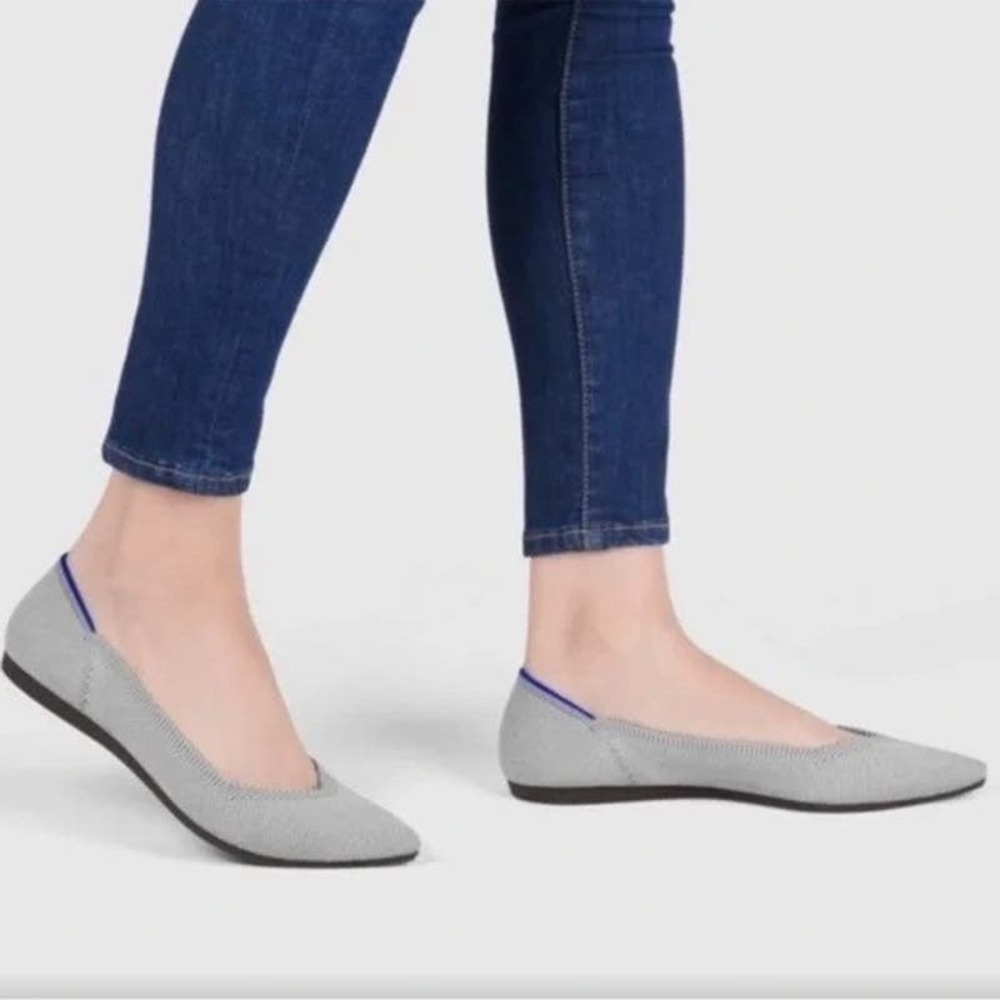 Rothy’s The Pointed Ballet Flat Slip-On Lightweight Gray Size W9 NWOT